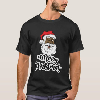 Camiseta Papá Noel negro guiñando Merry Santa afroamericano