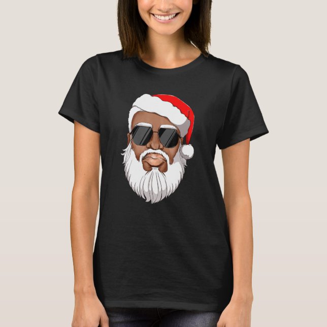 Camiseta Papá Noel Noel negro Noel Santa Afro Americano (Anverso)