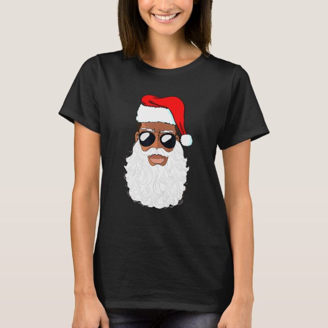 Camiseta Papá Noel Noel negro Noel Santa Afro Americano (Anverso)