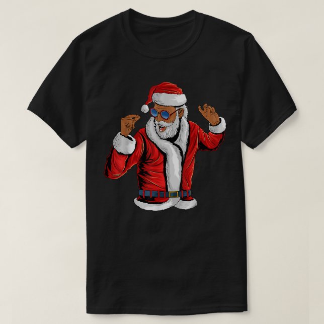 Camiseta Papá Noel Noel negro Noel Santa Afro Americano (Diseño del anverso)