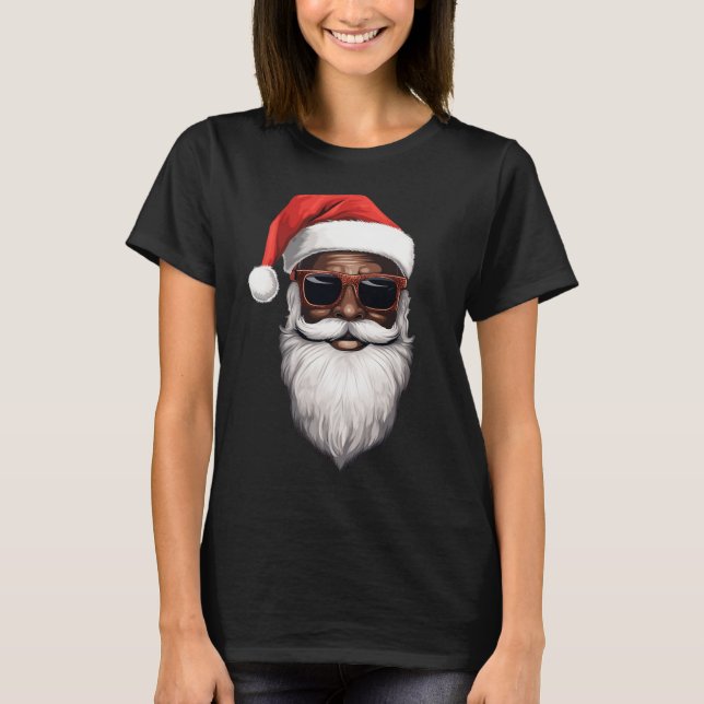Camiseta Papá Noel Noel negro Noel Santa Afro Americano (Anverso)