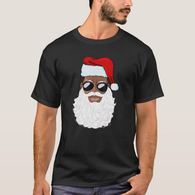 Camiseta Papá Noel Noel negro Noel Santa Afro Americano (Anverso)