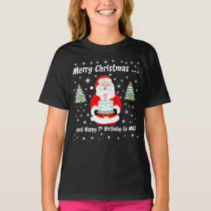 Camiseta Papá Noel Pastel de Cumpleaños Feliz Navidad 7