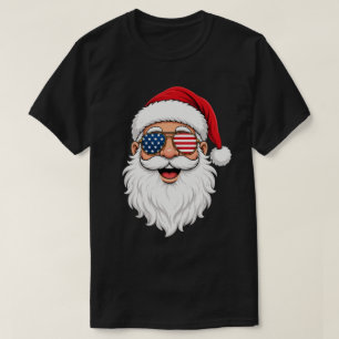 Camiseta Papá Noel Patriótico De Navidad Con Gafas De Sol A