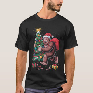 Camiseta Papá Noel Pie Grande Árbol de Navidad Regalos Sasq
