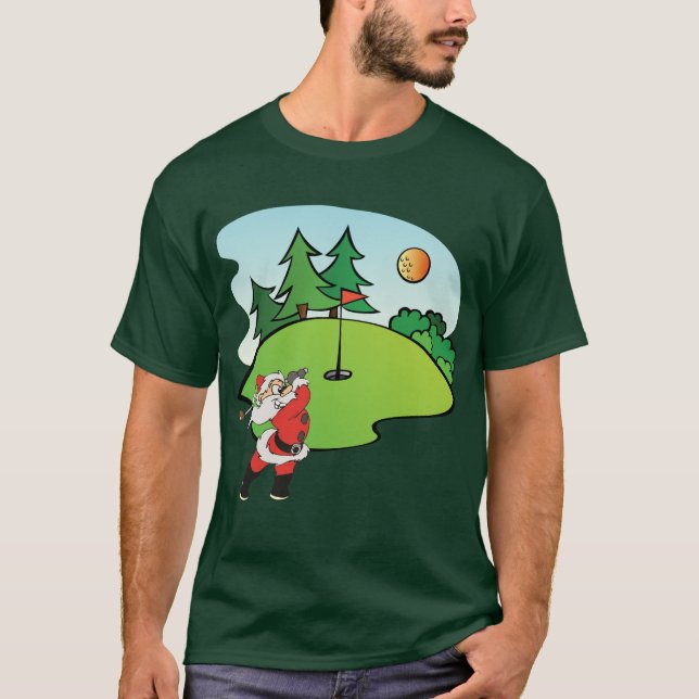 Camiseta Papá Noel que juega a golf en el 9no agujero (Anverso)