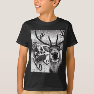 Camiseta Papá Noel Reno selfie divertido Navidad hombres mu