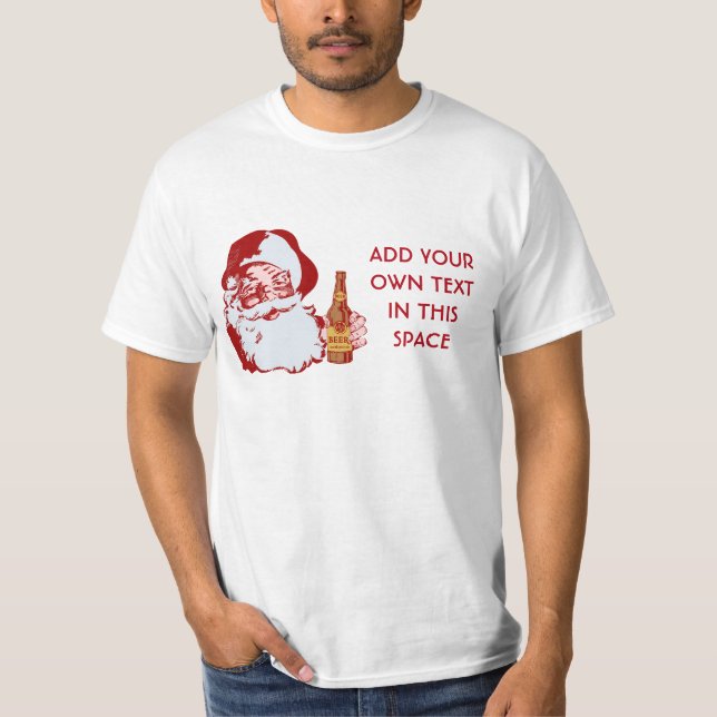 Camiseta Papá Noel retro con la cerveza crea sus los (Anverso)
