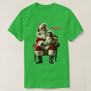Camiseta Papá Noel sentado con un perro shih tuzu Navidad U