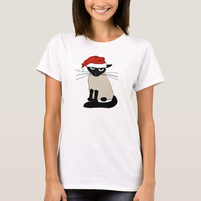Camiseta Papá Noel siamés - gato divertido del gatito del (Anverso)