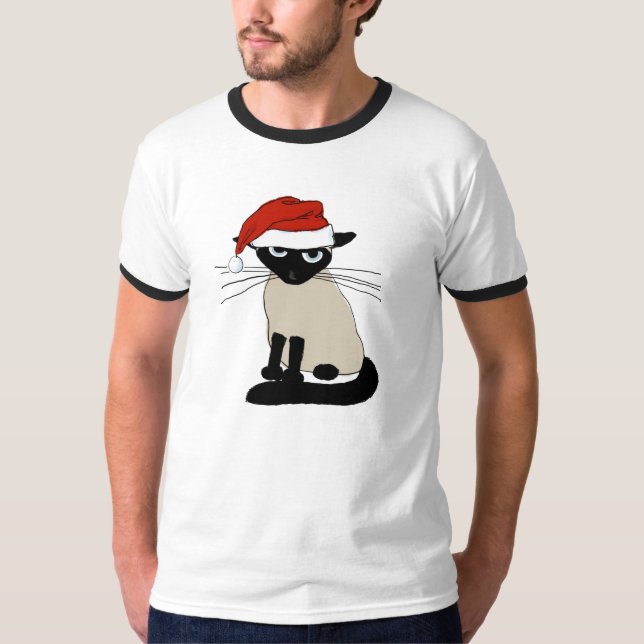 Camiseta Papá Noel siamés - Navidad divertida del gato del (Anverso)