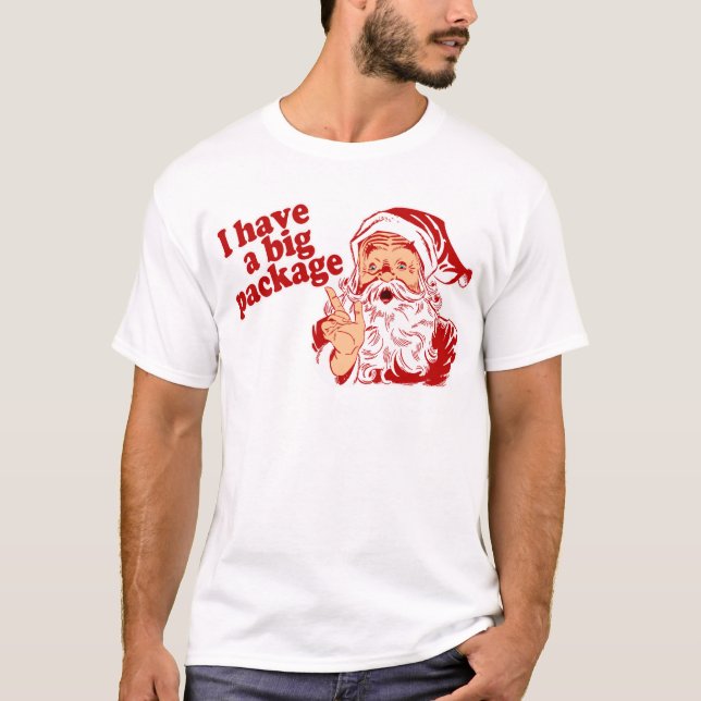 Camiseta Papá Noel tiene un paquete grande (Anverso)