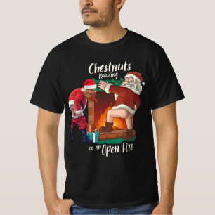 Camiseta Papá Noel travieso y Trump con chistes sucios de c