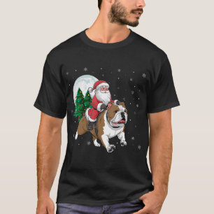 Camiseta Papá Noel viajando en Bulldog inglés árbol de Navi