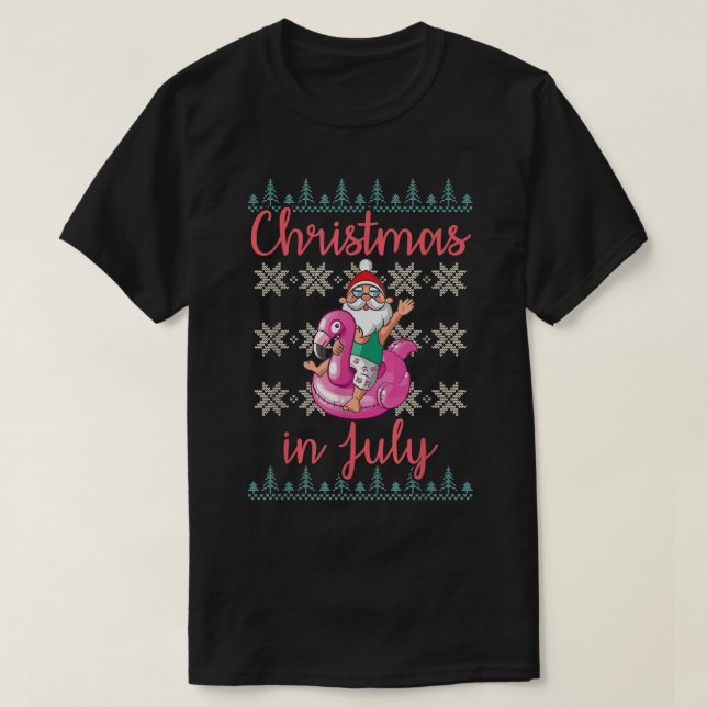 Camiseta Papá Noel Viajando En Duck Merry Chrismas En Julio (Diseño del anverso)