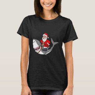Camiseta Papá Noel viajando en Navidades de tiburones niños