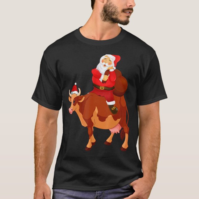 Camiseta Papá Noel viajando Navidades de vacas Pajama niños (Anverso)