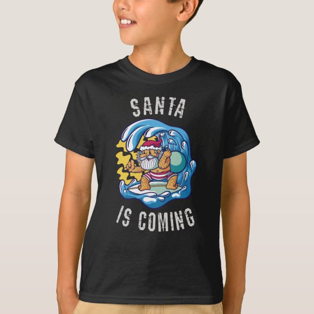 Camiseta Papá Noel viene de Surfboard (Anverso)