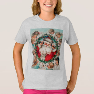 Camiseta Papá Noel y los niños Feliz Navidad