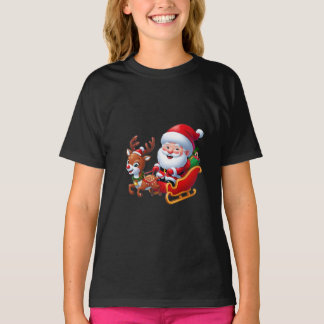 Camiseta Papá Noel y Personalizado de renos Chico gráfico d