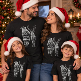 Camiseta Papá Noel y Reno de Navidad