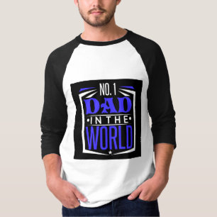 Camiseta Papá Número 1 en el Mundo Azul Negro Día del Padre