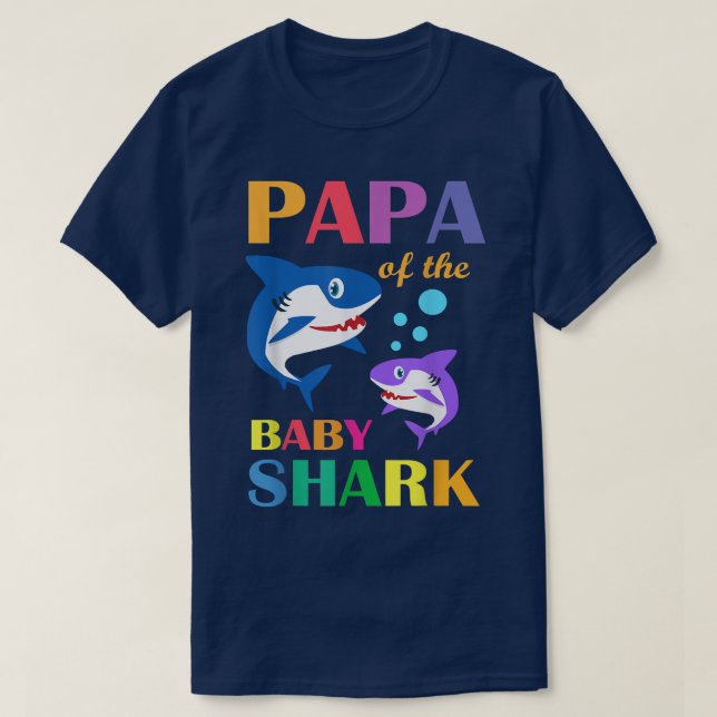 Camiseta Papa Of The Baby Birthday Shark Papa Shark Christm (Diseño del anverso)