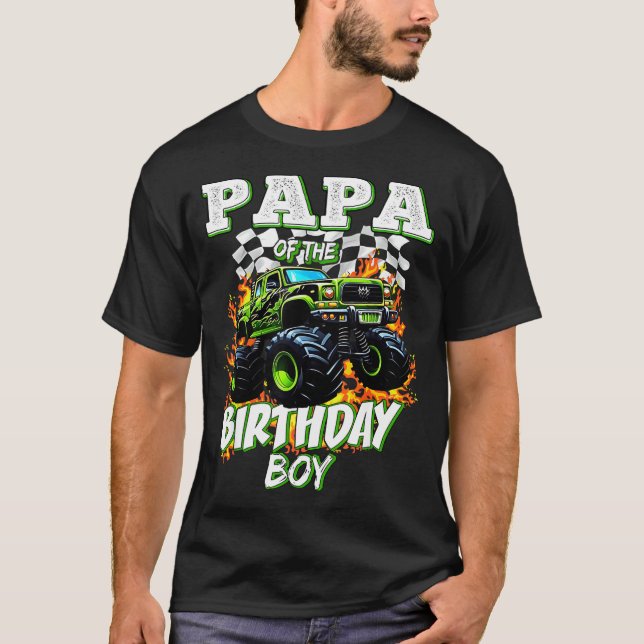 Camiseta Papa Of The Birthday Boy Monster Truck Birthday Ki (Anverso)