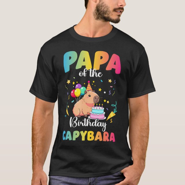Camiseta Papa Of The Birthday Girl Capybara Bday Party (Anverso)