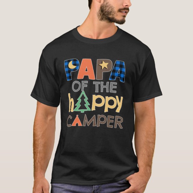 Camiseta Papa of The Happy Camper  Camping Trip Daddy Fathe (Anverso)