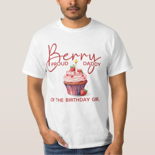 Camiseta Papa Orgulloso de Fresa Cupcake Cumpleaños 1