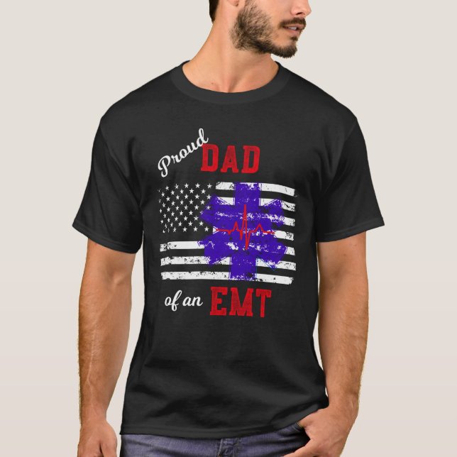 Camiseta Papá orgulloso de una bandera del paramédico de (Anverso)