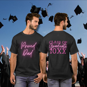 Camiseta Papa Orgulloso Graduado Neon Rosa