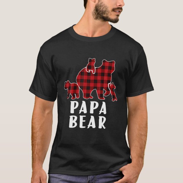 Camiseta Papa Oso 3 Cubs , Navidades Mamá Oso Pajam (Anverso)