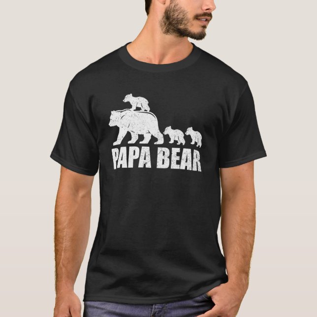 Camiseta Papa Oso 3 Cubs Papi Oso 3 Niños Papa 3 Niños (Anverso)