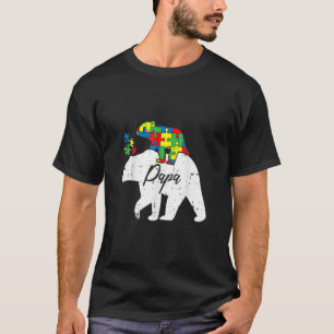 Camiseta Papa Oso Autismo Conciencia Cul Rompecabezas Pieza