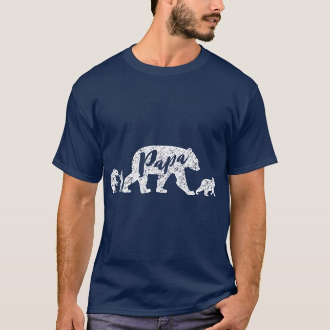 Camiseta Papa oso con tres cachorros (Anverso)