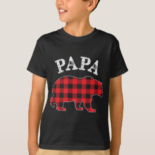 Camiseta PAPA Oso RED Búfalo negro colocado Mama Checkerboa
