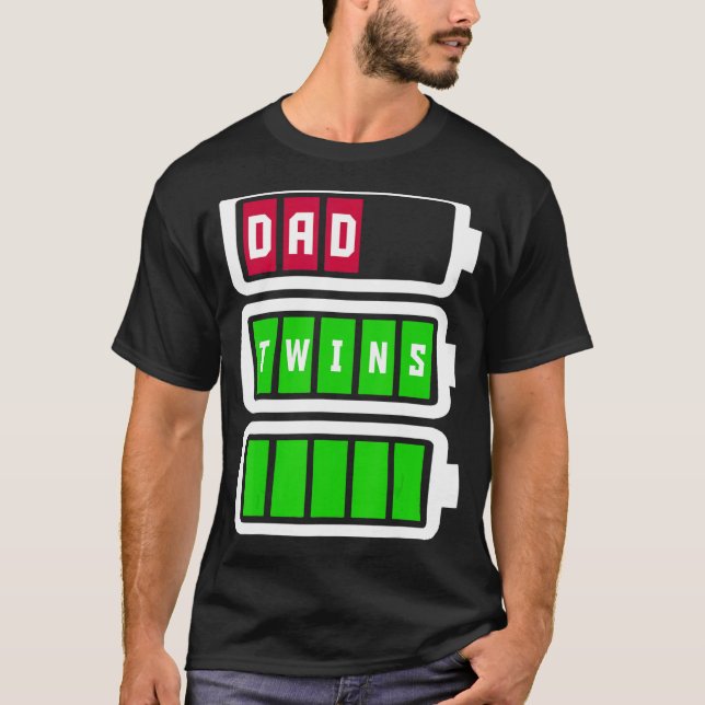 Camiseta Papá Padre Hombre Abuelo Batería baja Gemelos comp (Anverso)