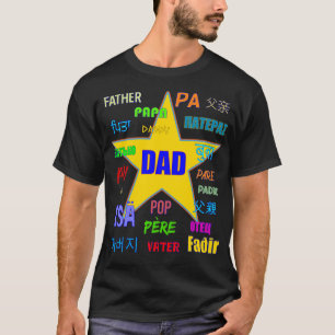 Camiseta Papá Padre muchas lenguas Estrella Amarilla
