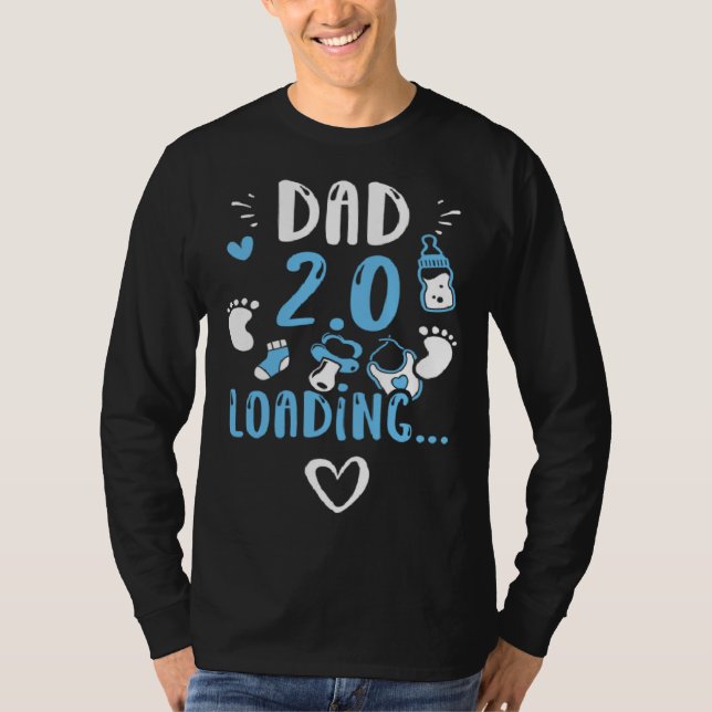 Camiseta Papá Papá 2 0 Cargando   Frases de bebé varón (Anverso)