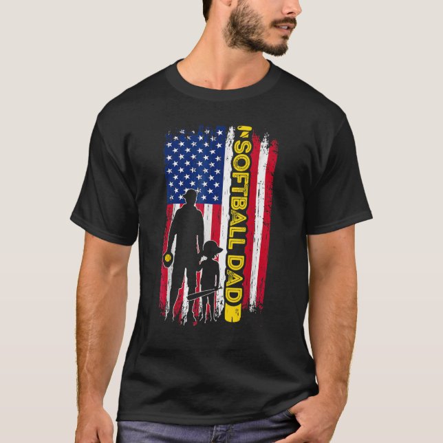 Camiseta Papá, papá de jugador de softbol de bandera estado (Anverso)