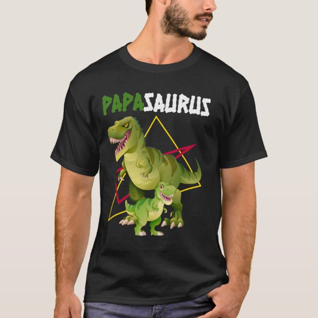 Camiseta Papá, Papá, Padre, Dino, Dinosaurios, Ropa De Gras (Anverso)