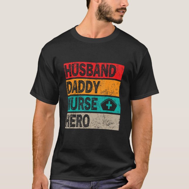 Camiseta Papá, papá, retro marido, enfermera, día del padre (Anverso)