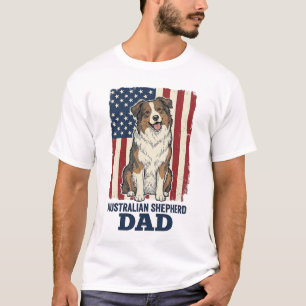 Camiseta Papá Pastor Australiano Patriótico Vector Vintage