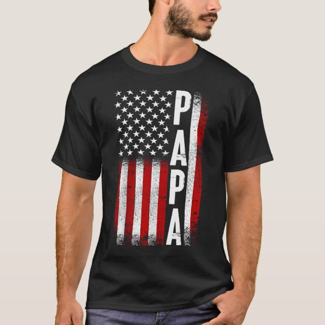 Camiseta Papa Patriotic American USA Flag Best Papa Ever (Anverso)