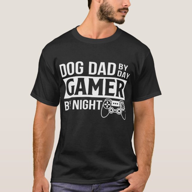 Camiseta Papá Perro De Papá Gamer De Noche Gracioso Perro (Anverso)