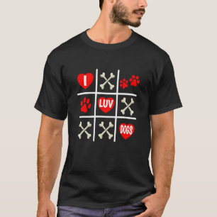Camiseta Papá perro de San Valentín mamá Tic Tac Toe I Luv