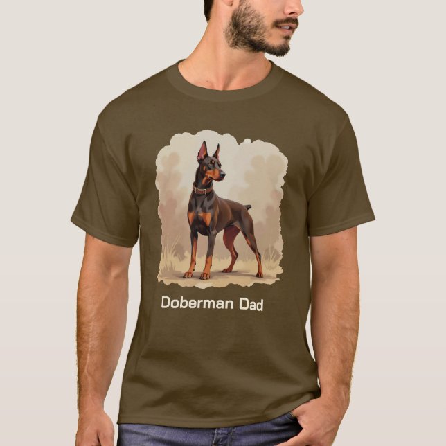 Camiseta Papa Perro Doberman Pinscher Marrón Óxido Rojo (Anverso)