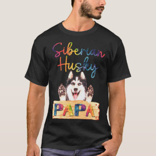 Camiseta Papa Perro Husky Siberiano Colorido